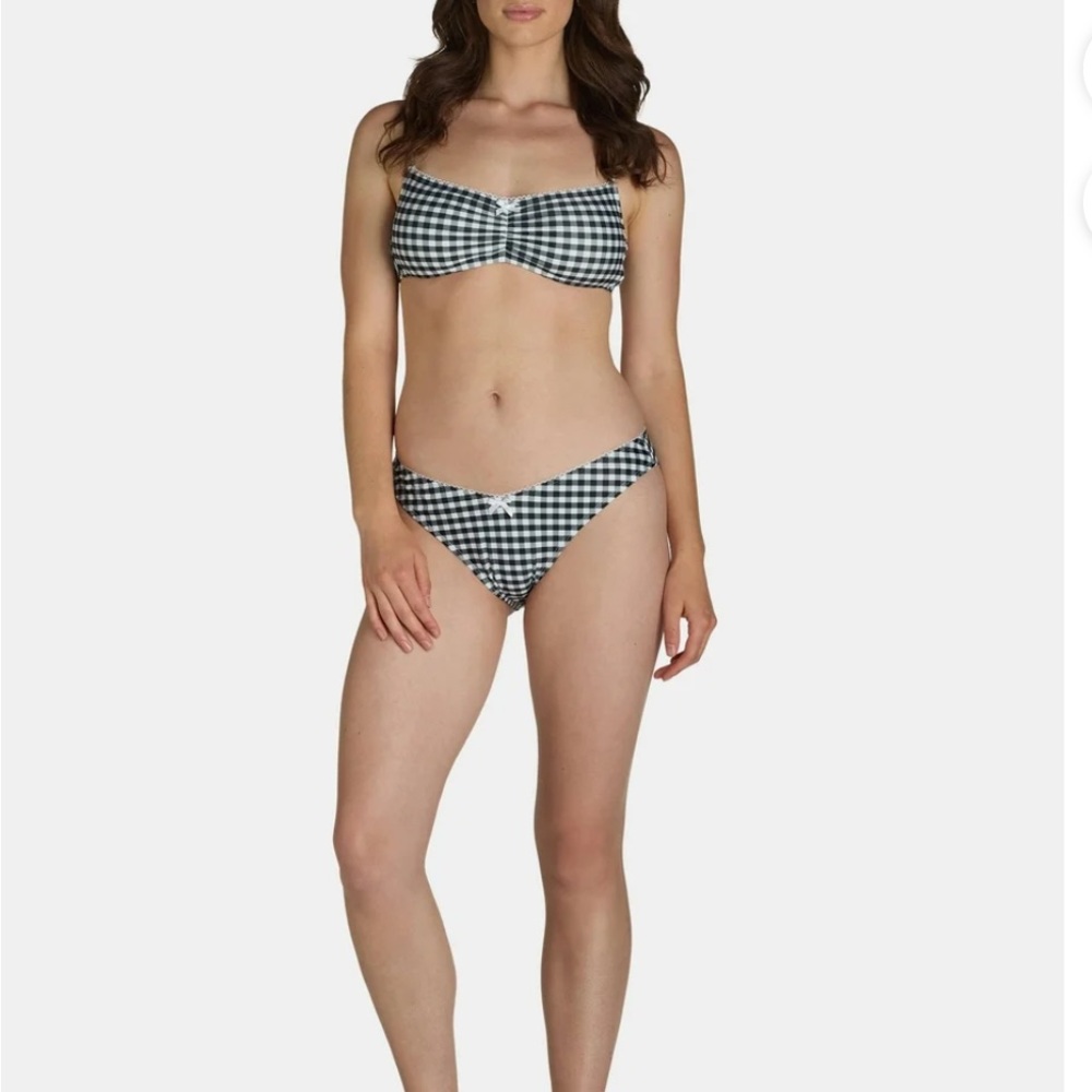 Black and White Gingham Bikini Set with Bandeau Top XL NWT